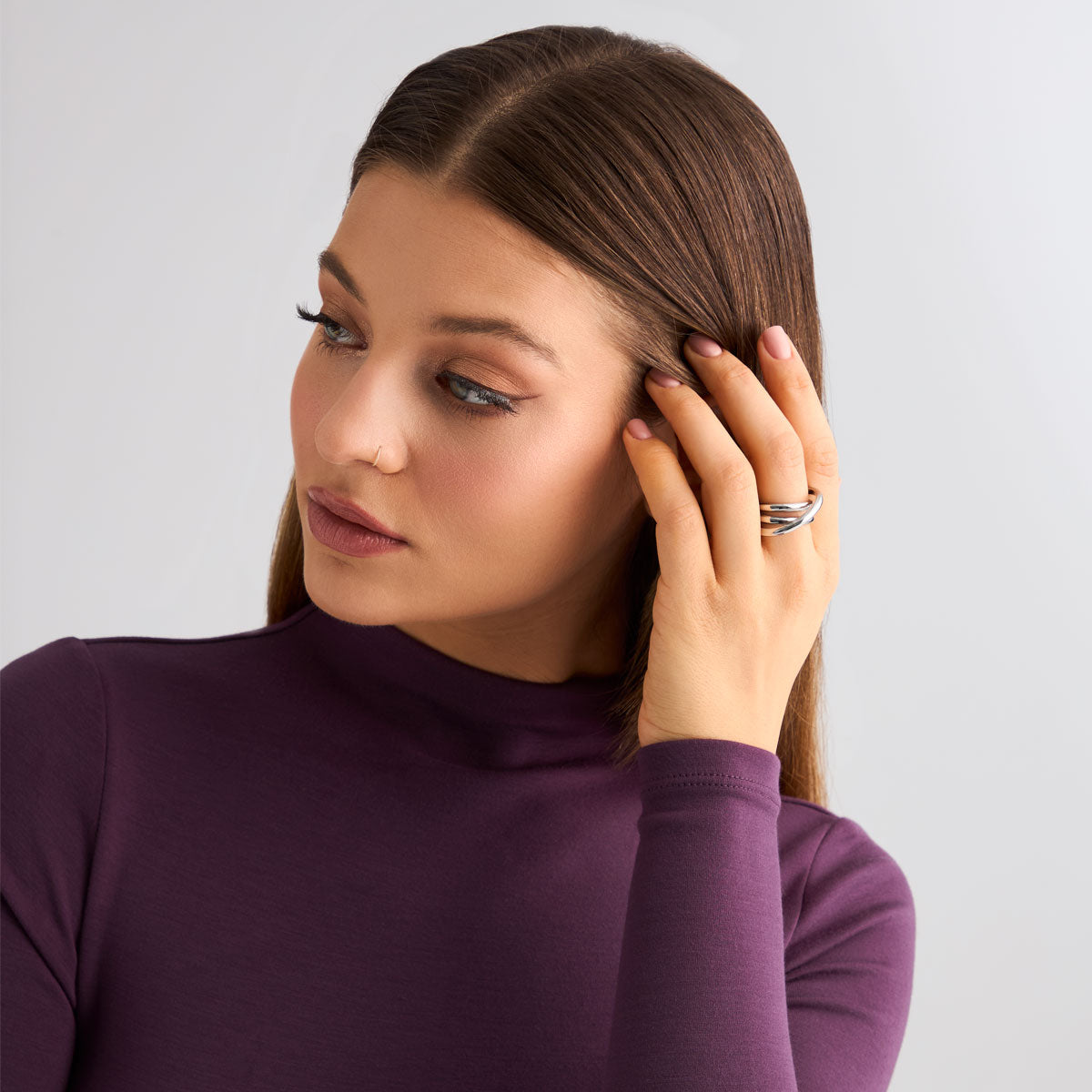 Pierścionek stalowy - potrójny - Moderno