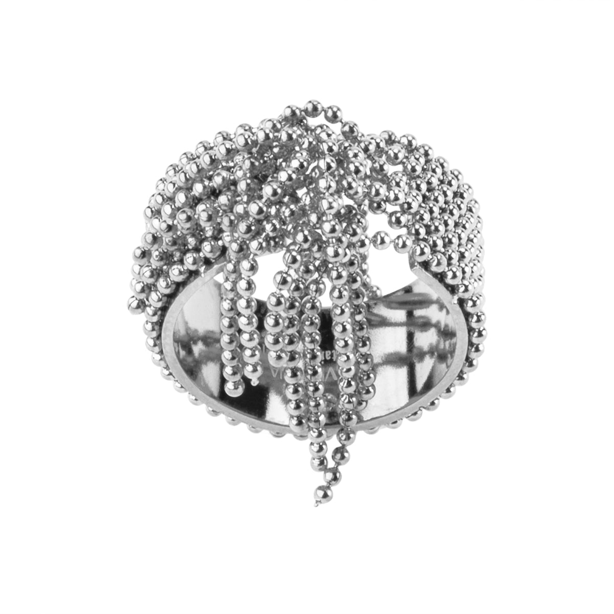 Pierścionek stalowy otwarty - kulki - Moderno