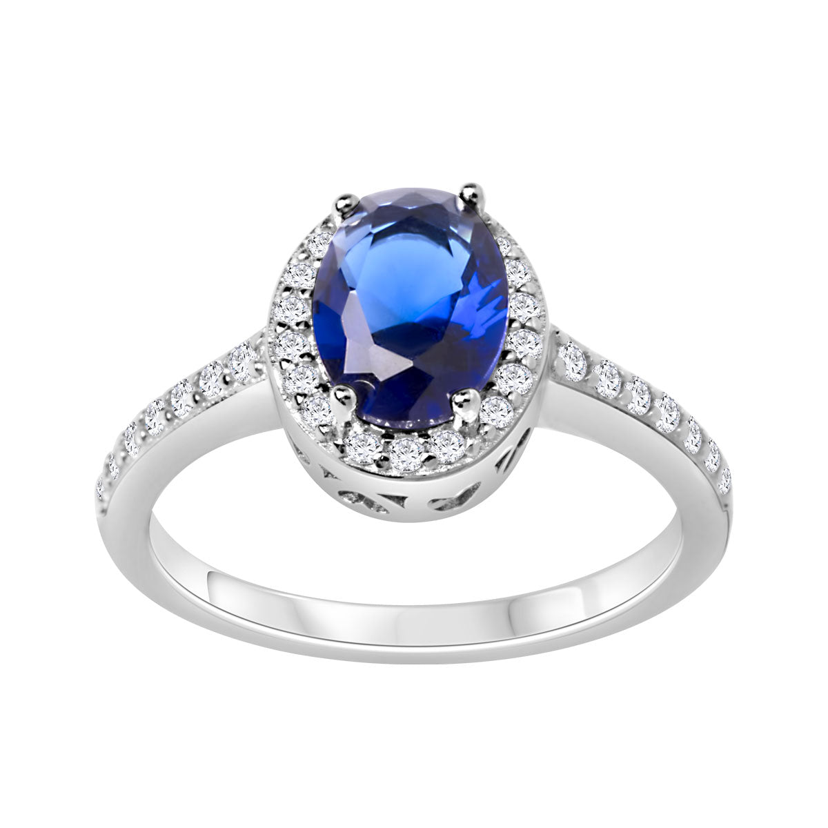 Pierścionek srebrny z niebieską cyrkonią - Verona