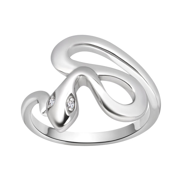 Pierścionek srebrny z cyrkoniami - wąż