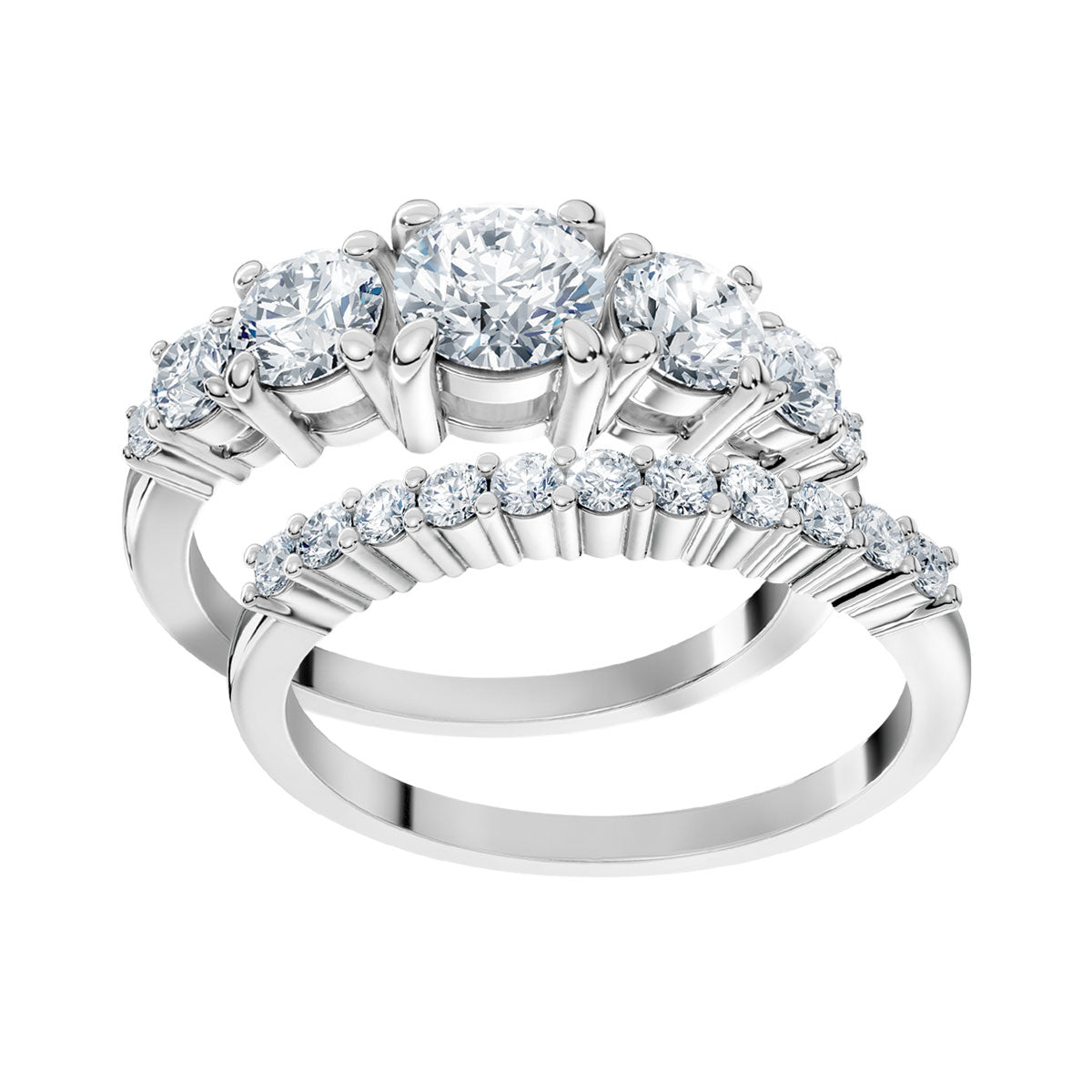 Zestaw srebrnych pierścionków z cyrkoniami