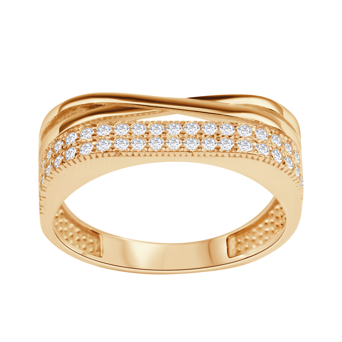 Pierścionek srebrny pozłacany z cyrkoniami - Verona