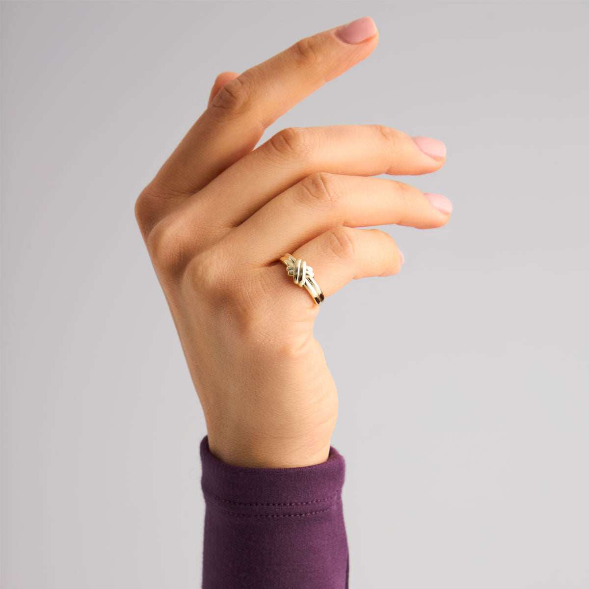 Pierścionek srebrny pozłacany - pleciony