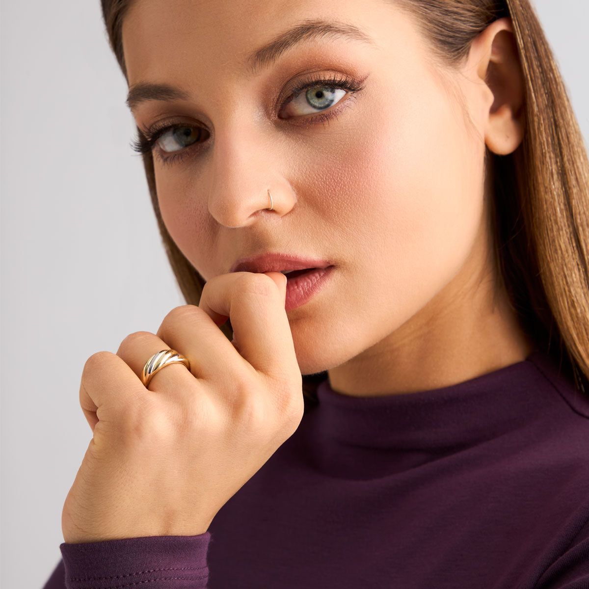 Pierścionek srebrny pozłacany - skręcany