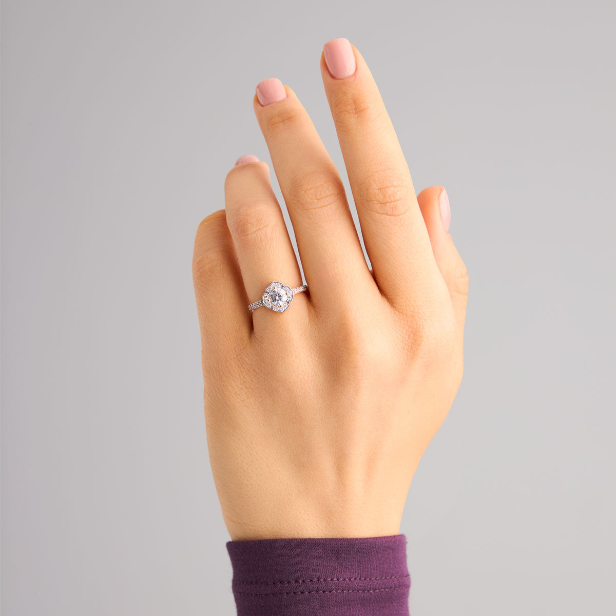 Pierścionek srebrny pozłacany z cyrkoniami - kwiat