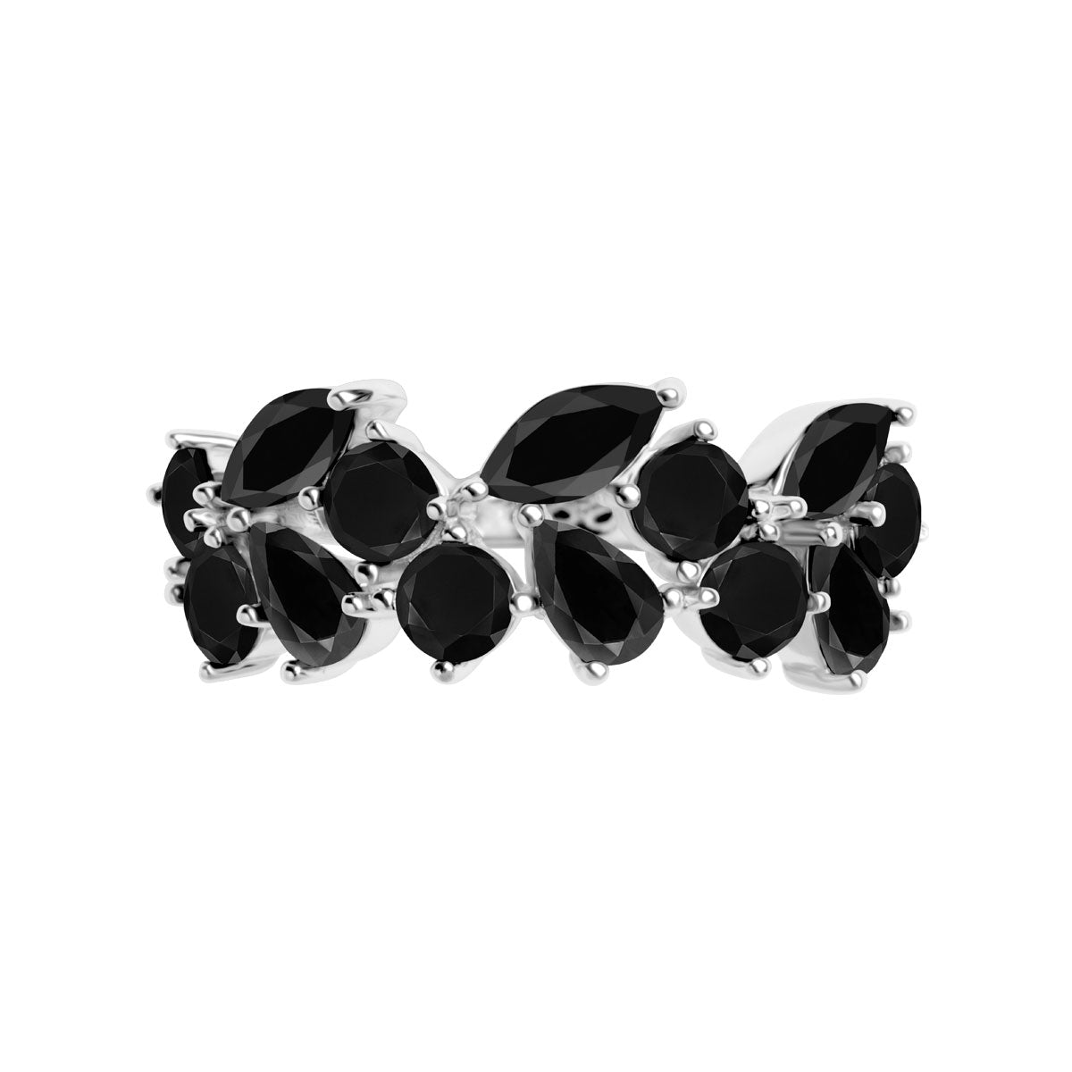 Pierścionek srebrny z czarnymi cyrkoniami