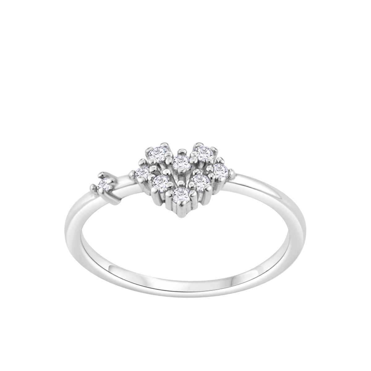 Pierścionek srebrny z bezbarwnymi cyrkoniami - serce