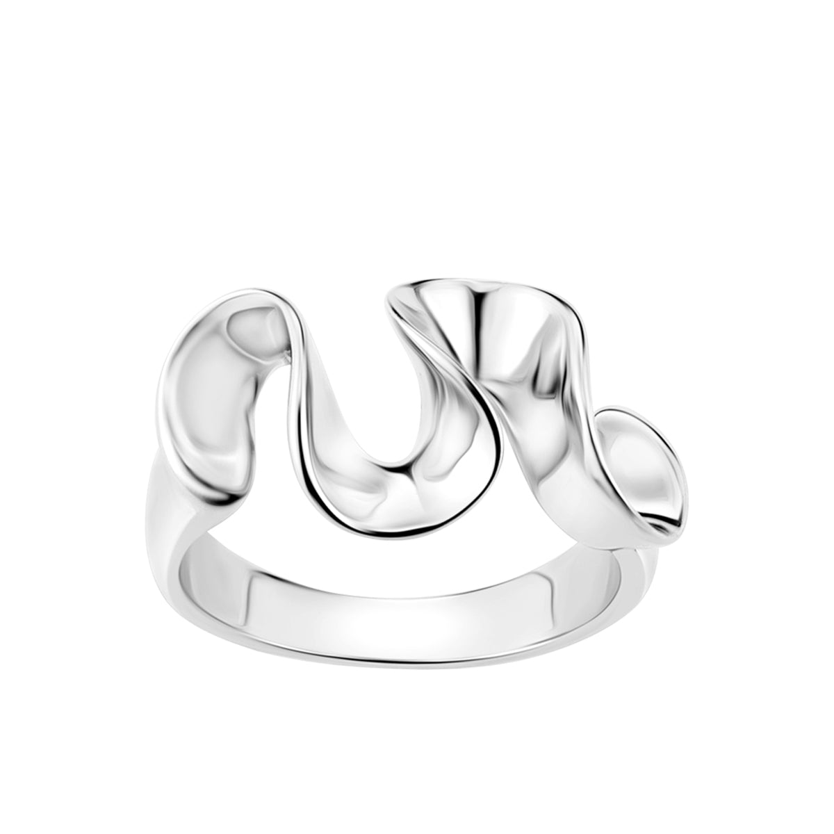 Pierścionek srebrny - fala