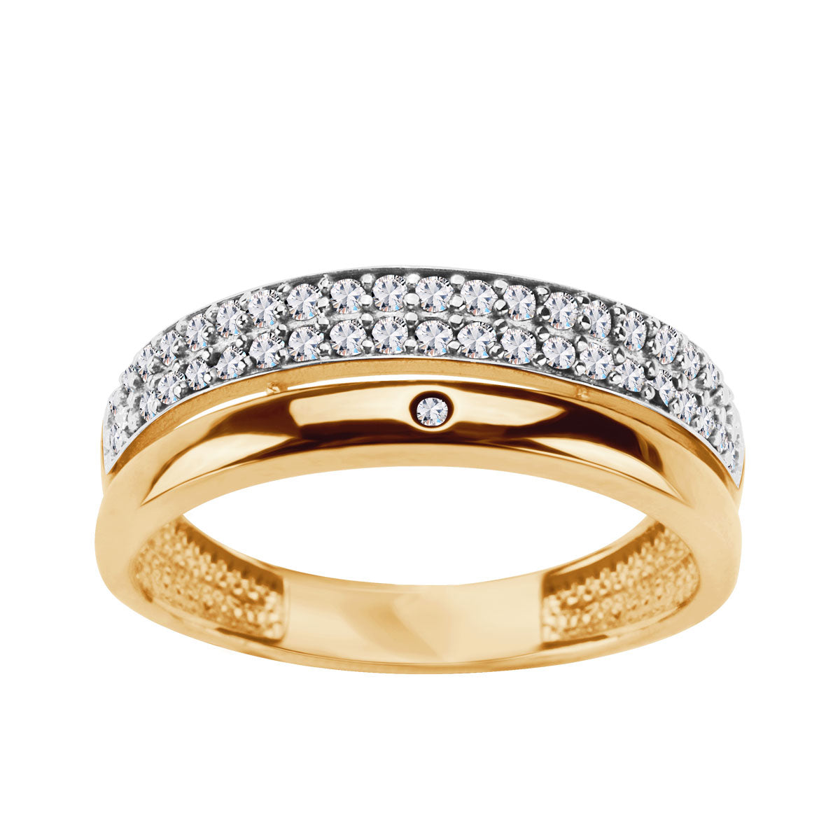 Pierścionek z dwukolorowego złota z cyrkoniami - Verona