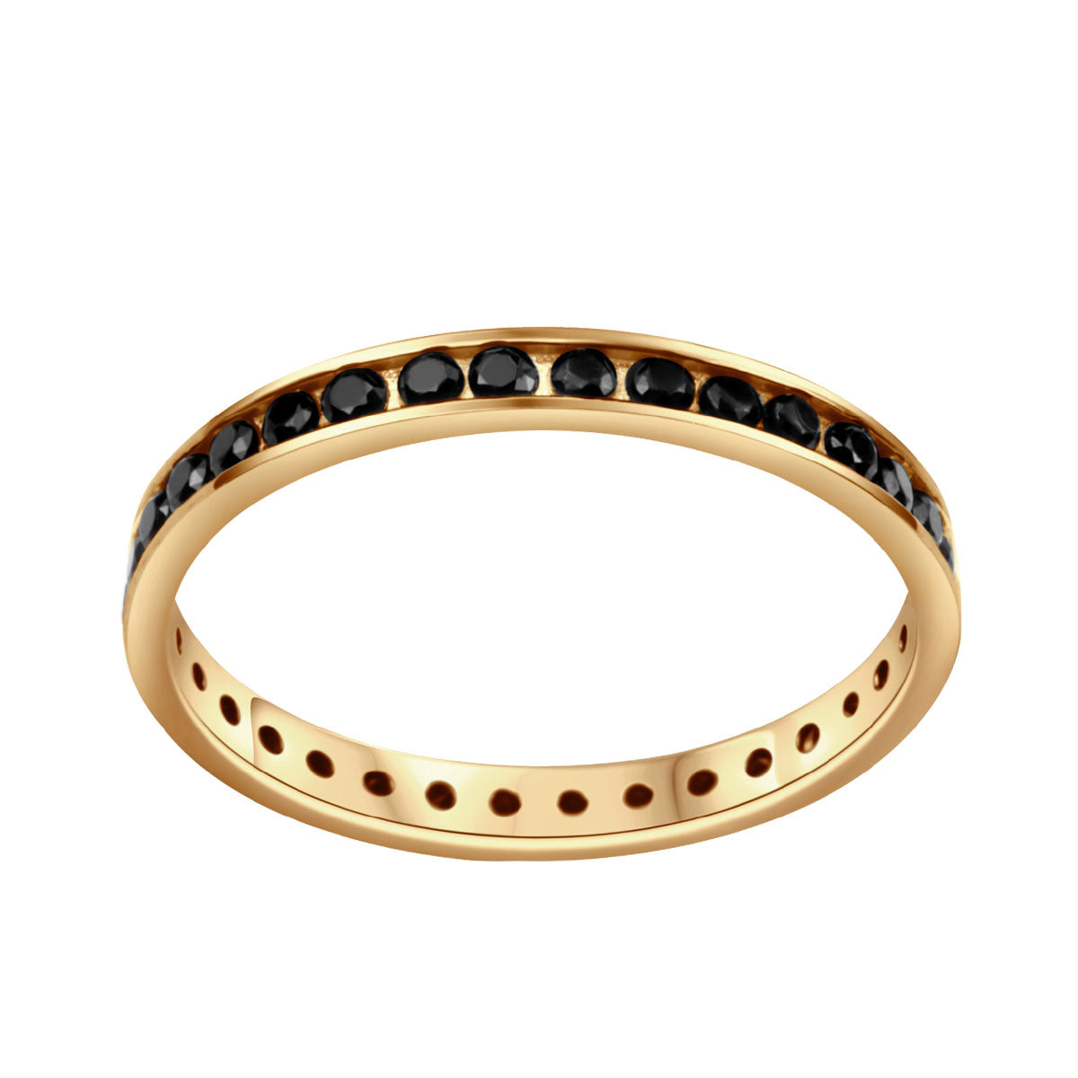 Pierścionek złoty z czarnymi cyrkoniami - Verona