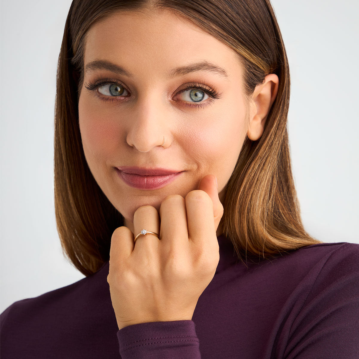 Pierścionek złoty z diamentem - Illusion