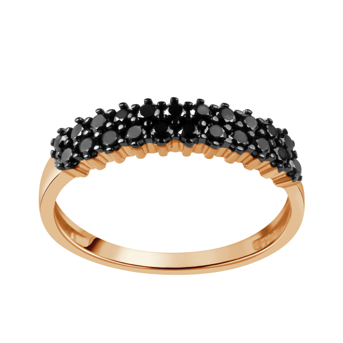 Pierścionek złoty z czarnymi cyrkoniami