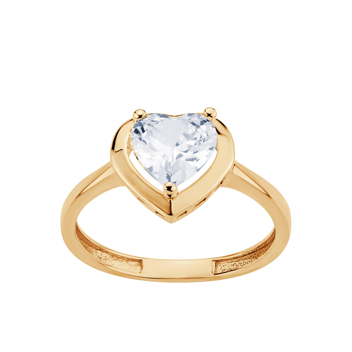 Pierścionek złoty z cyrkonią - serce
