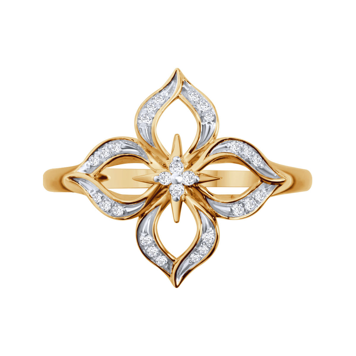 Pierścionek złoty z diamentami - kwiat