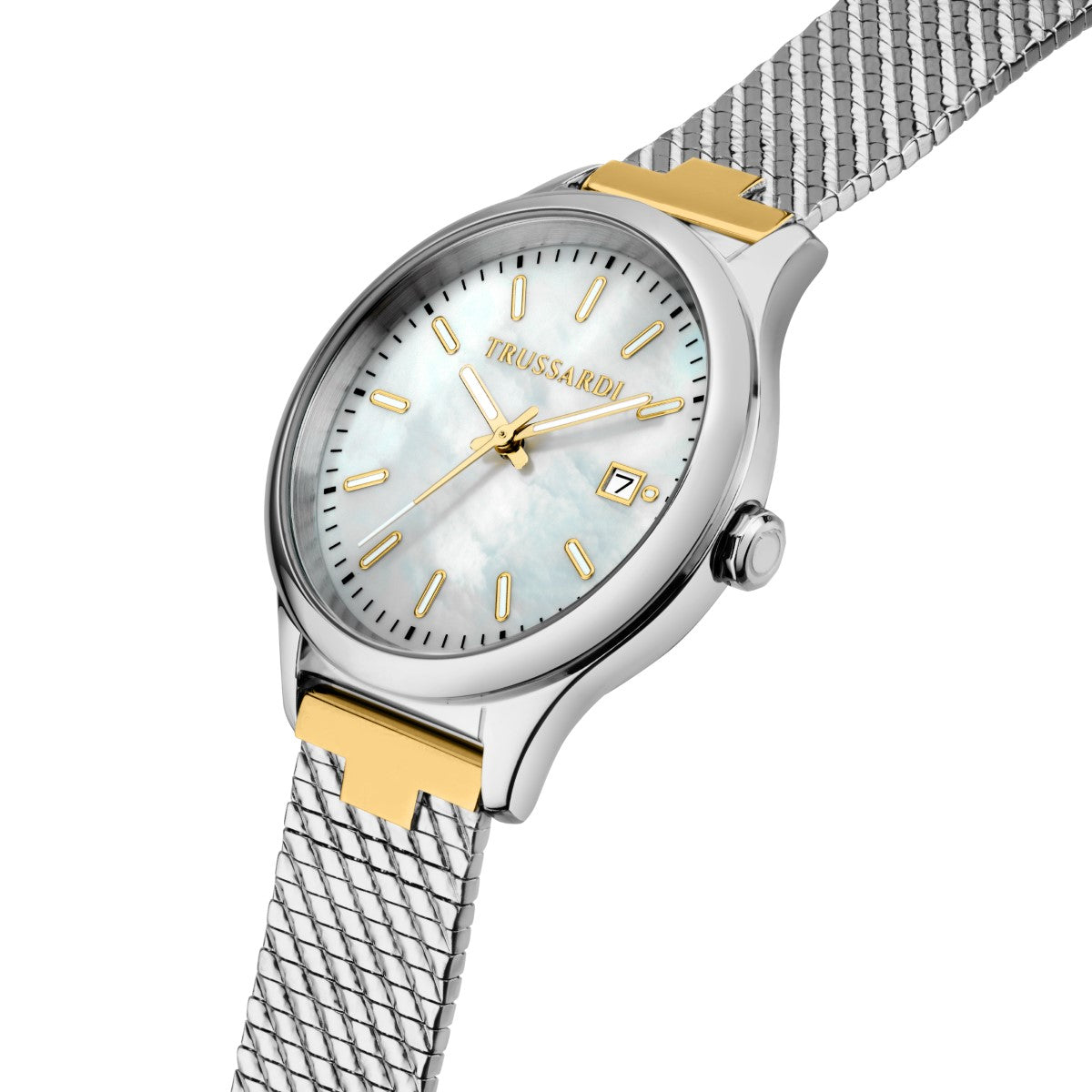 Zegarek na srebrnej bransolecie i bransoletka - komplet - Trussardi City Life White