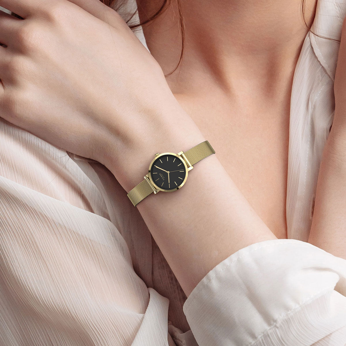 Zegarek na złotej bransolecie - Cicada Modena