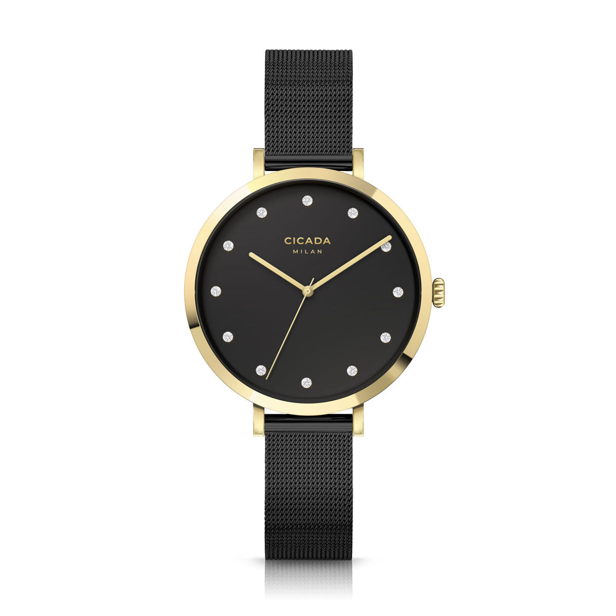 Zegarek na czarnej bransolecie - Cicada Antracite