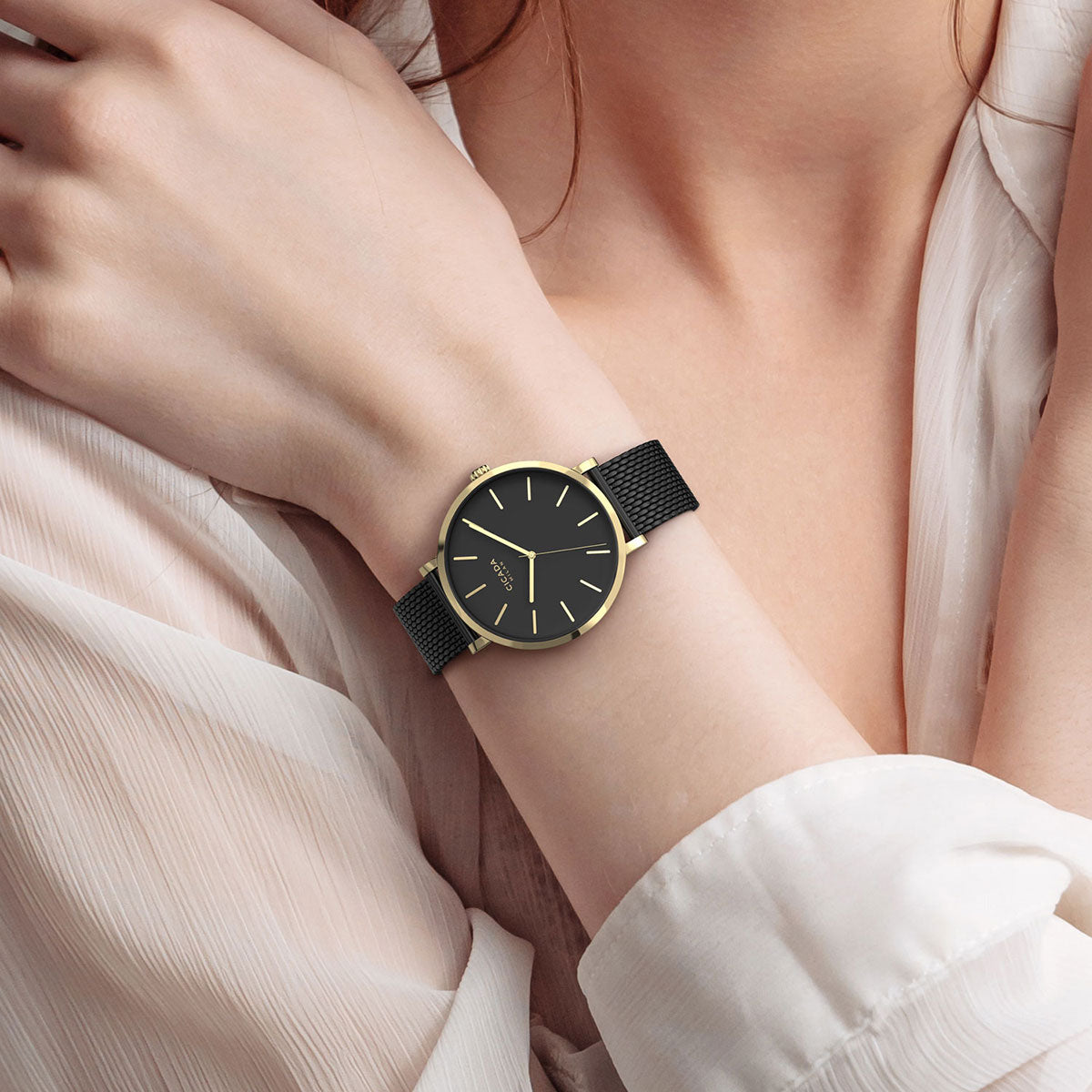 Zegarek na czarnej bransolecie - Cicada Roma NFC