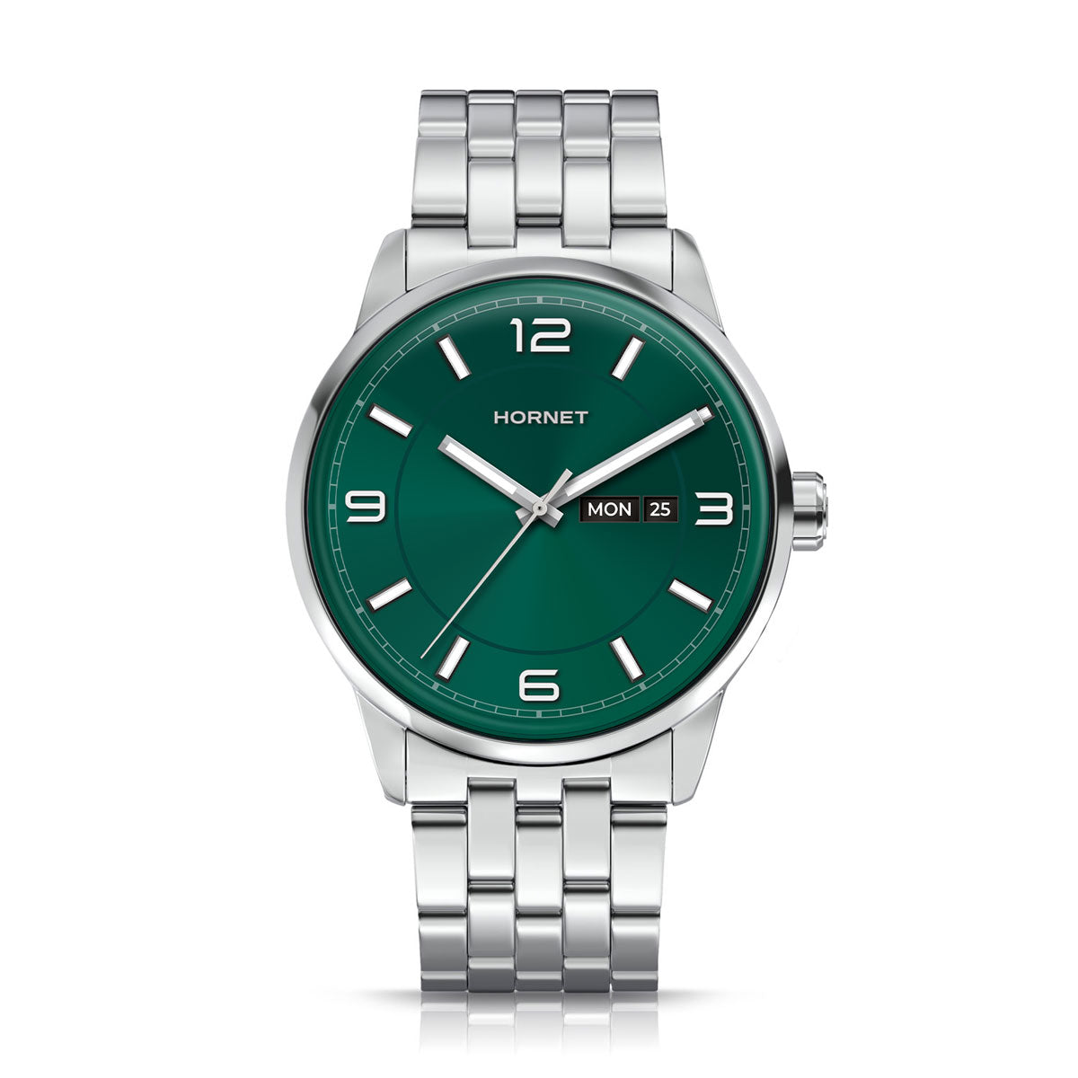 Zegarek na srebrnej bransolecie - Hornet Green Mill