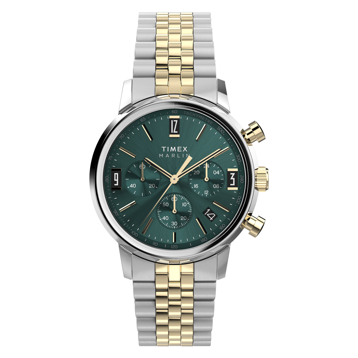 Zegarek na srebrno - złotej bransolecie - Timex Marlin