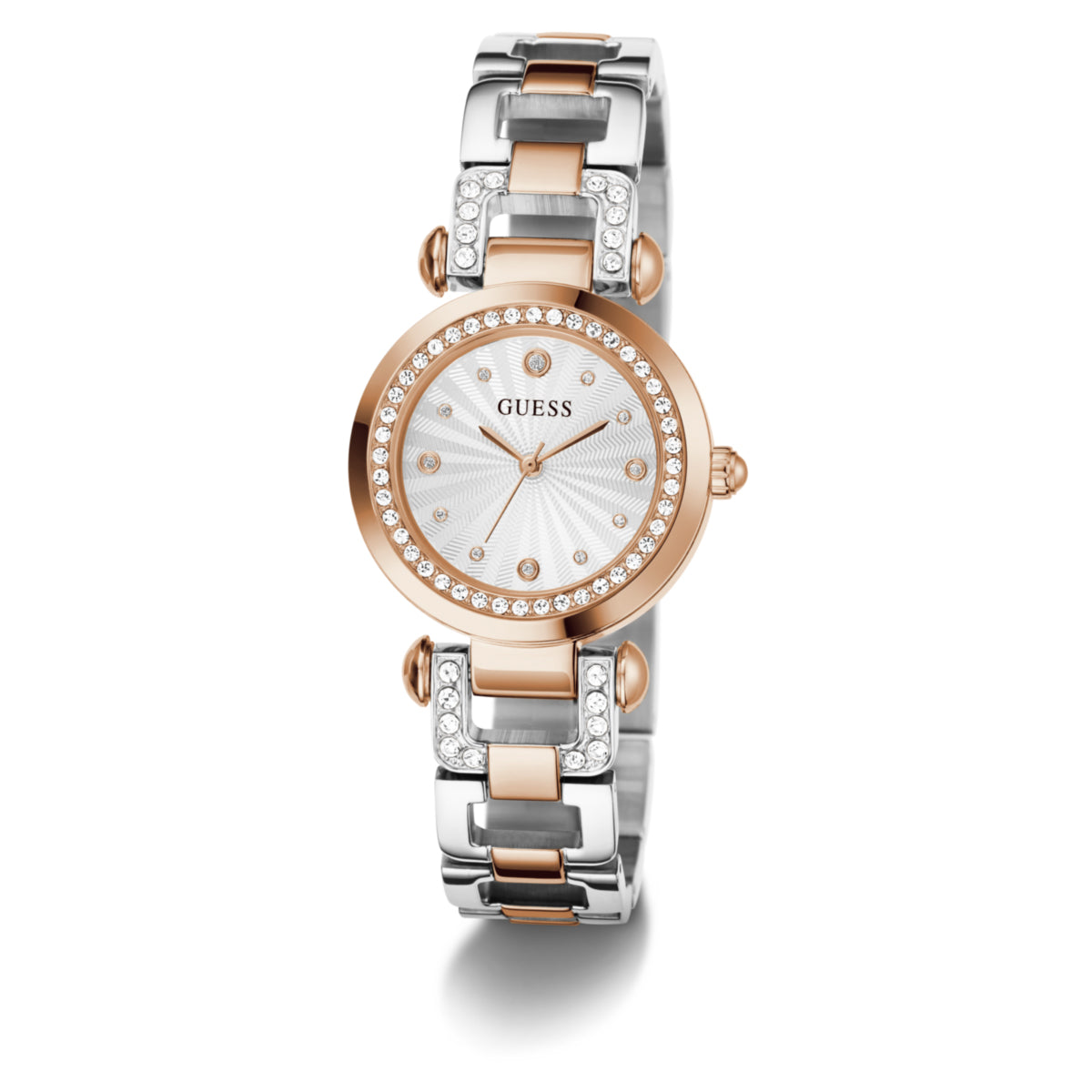 Zegarek na srebrno - różowej bransolecie - Guess Ginger