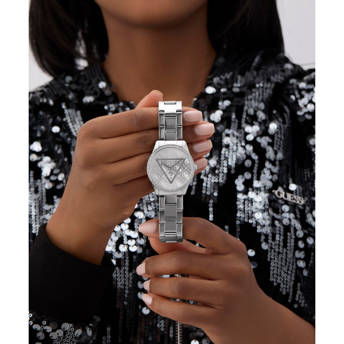 Zegarek na srebrnej bransolecie - Guess Roxy