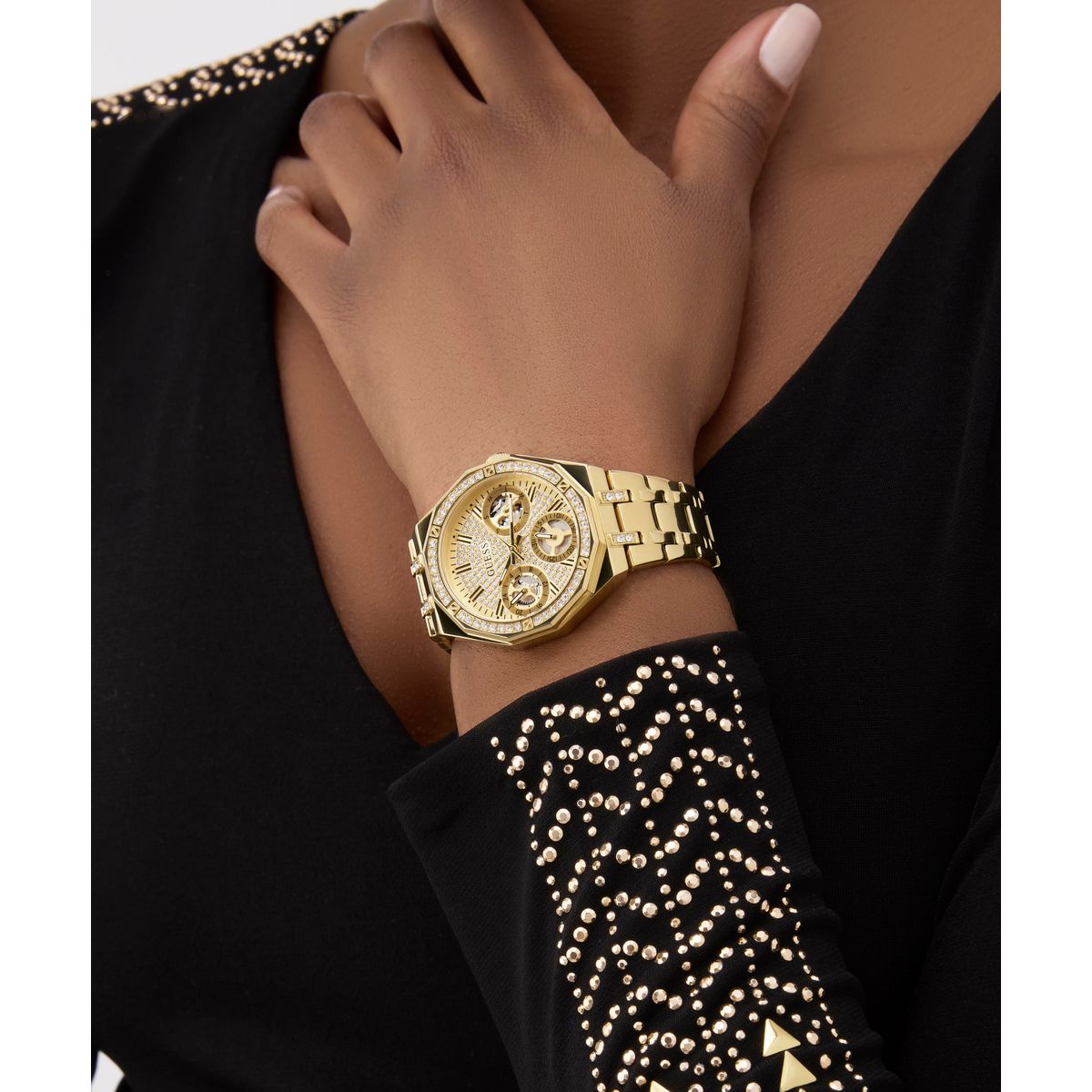 Zegarek na złotej bransolecie - Guess Quinn