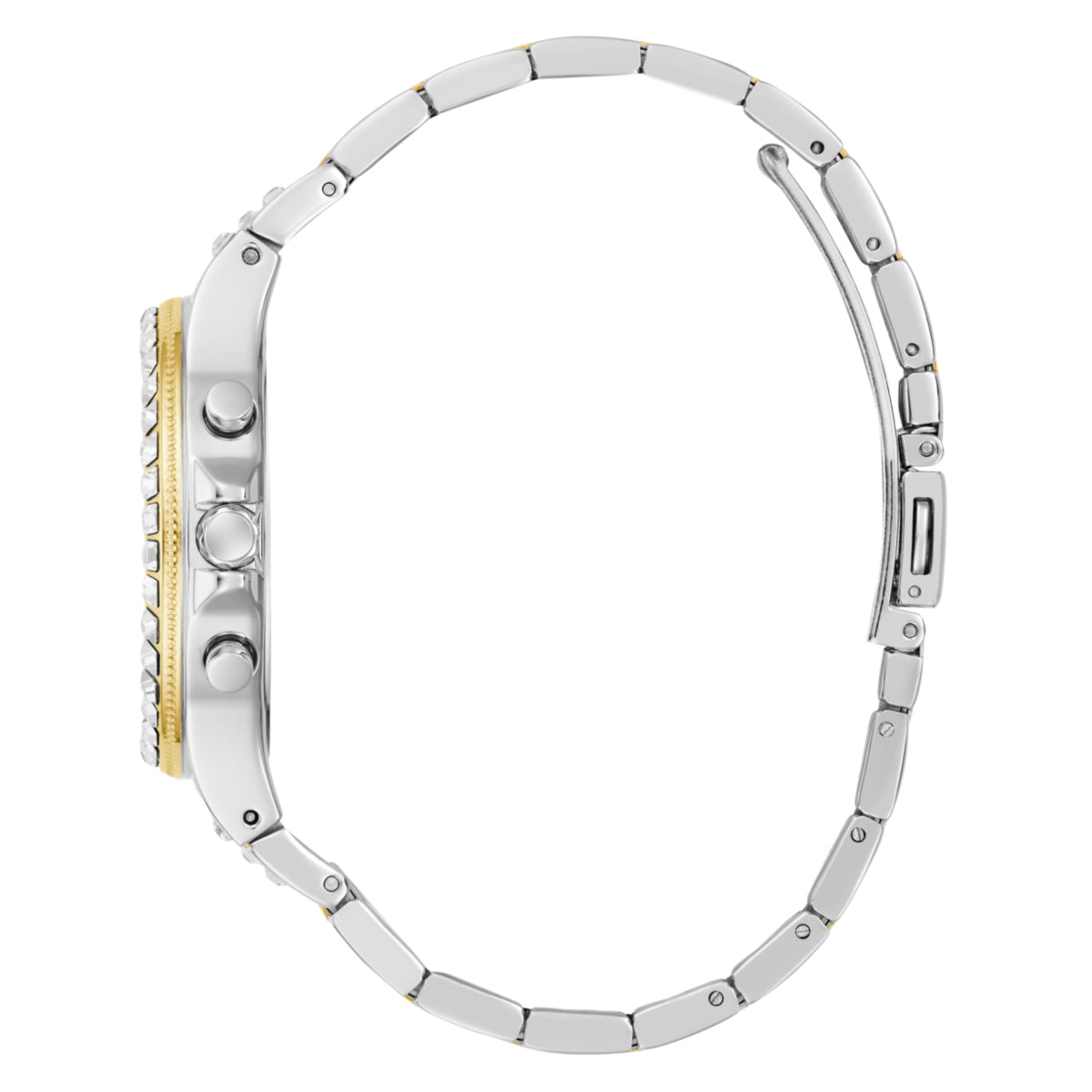 Zegarek na srebrno - złotej bransolecie - Guess Sport Moonlight