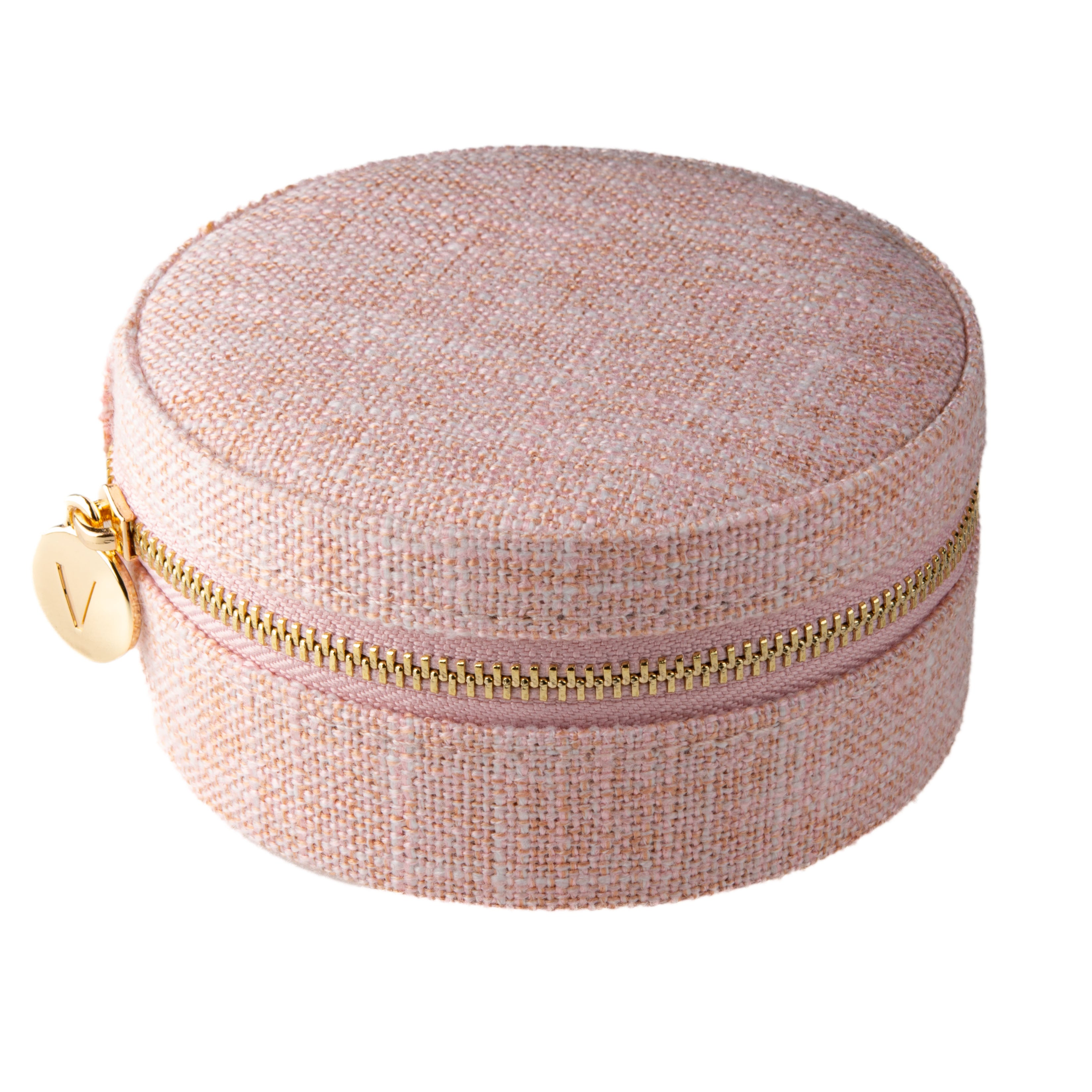 Szkatułka na biżuterię lniana - różowa