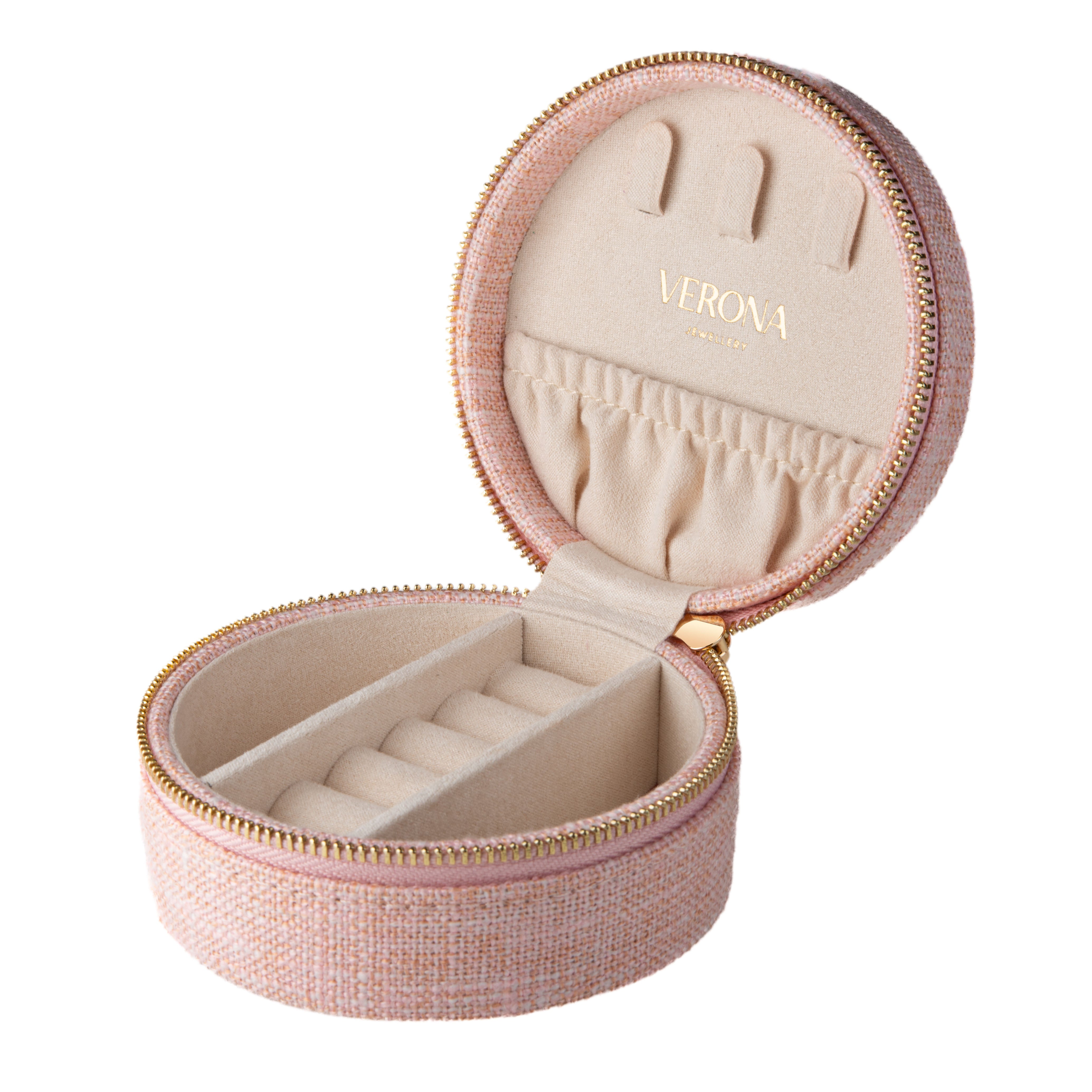 Szkatułka na biżuterię lniana - różowa