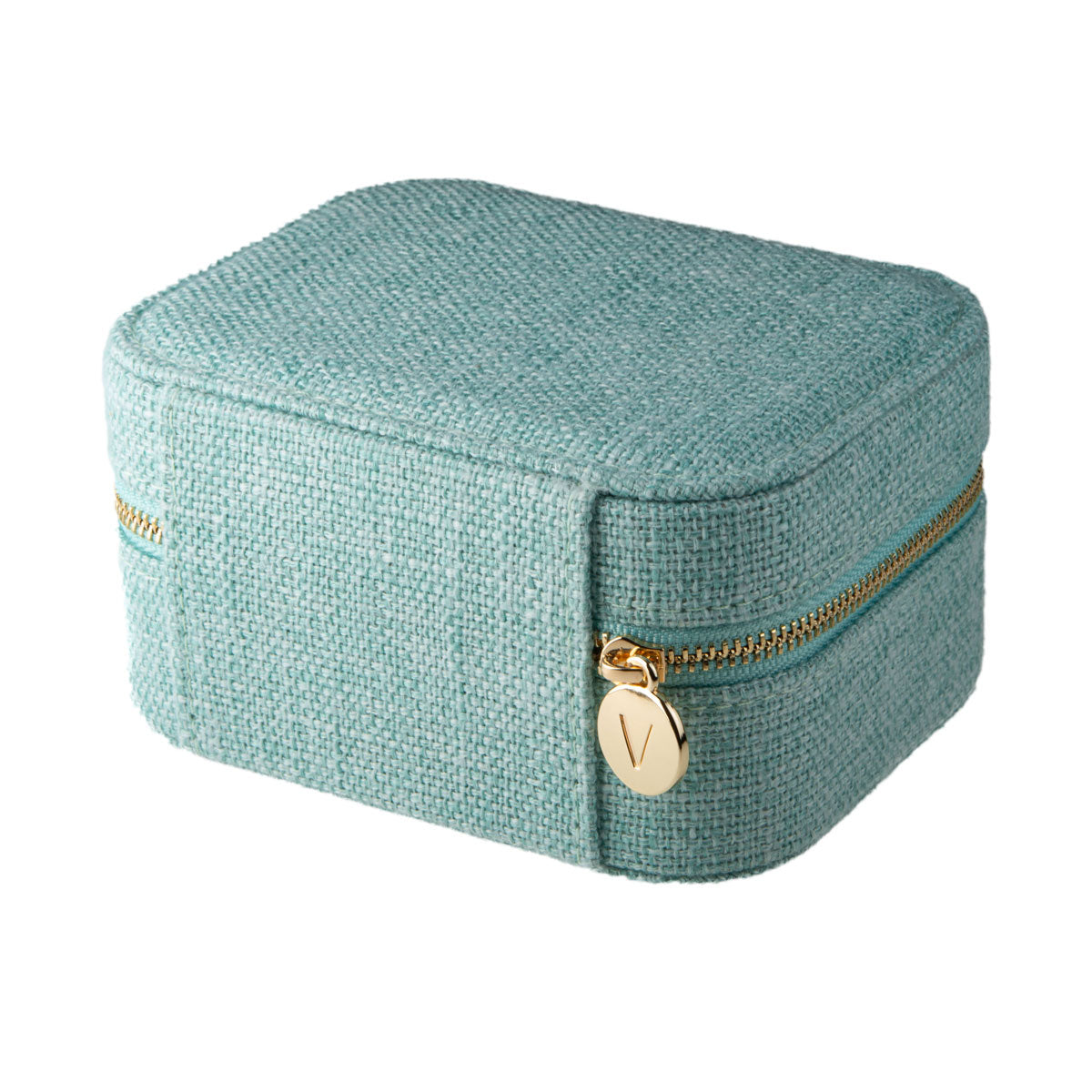 Szkatułka na biżuterię lniana - miętowa