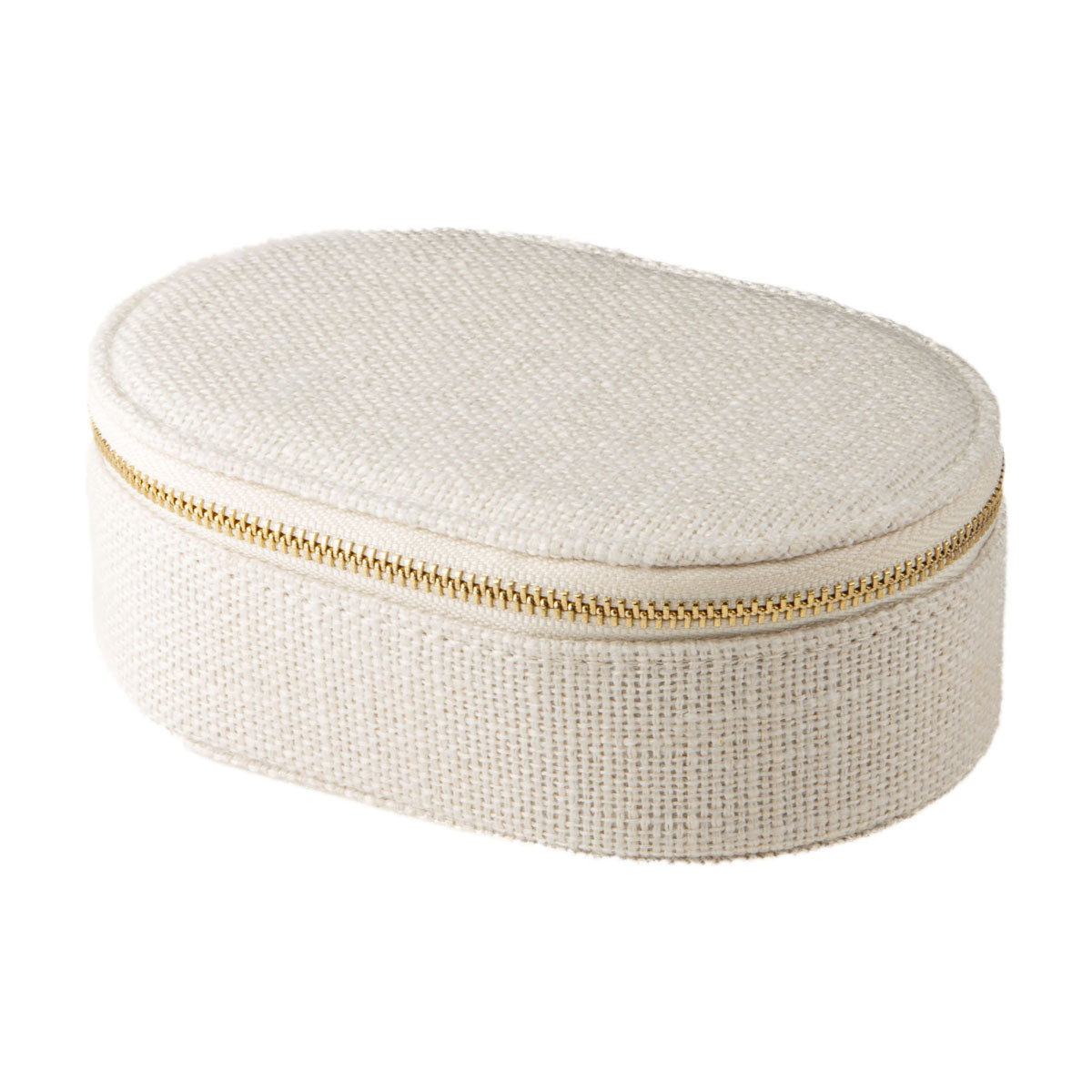 Szkatułka na biżuterię lniana - kremowa