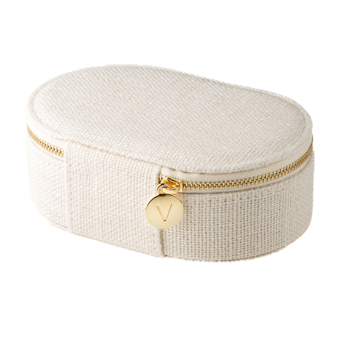 Szkatułka na biżuterię lniana - kremowa