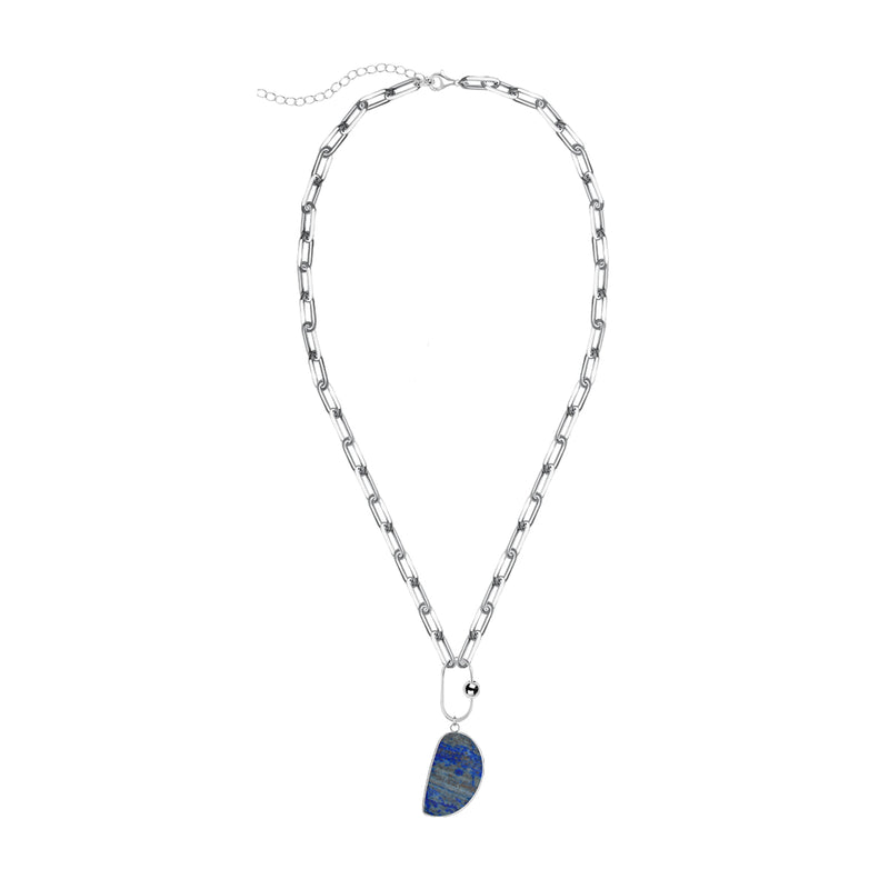 Naszyjnik stalowy z lapis lazuli - Moderno