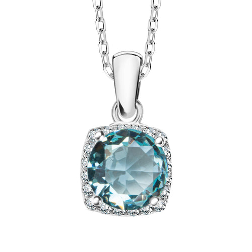 Naszyjnik srebrny z niebieską cyrkonią