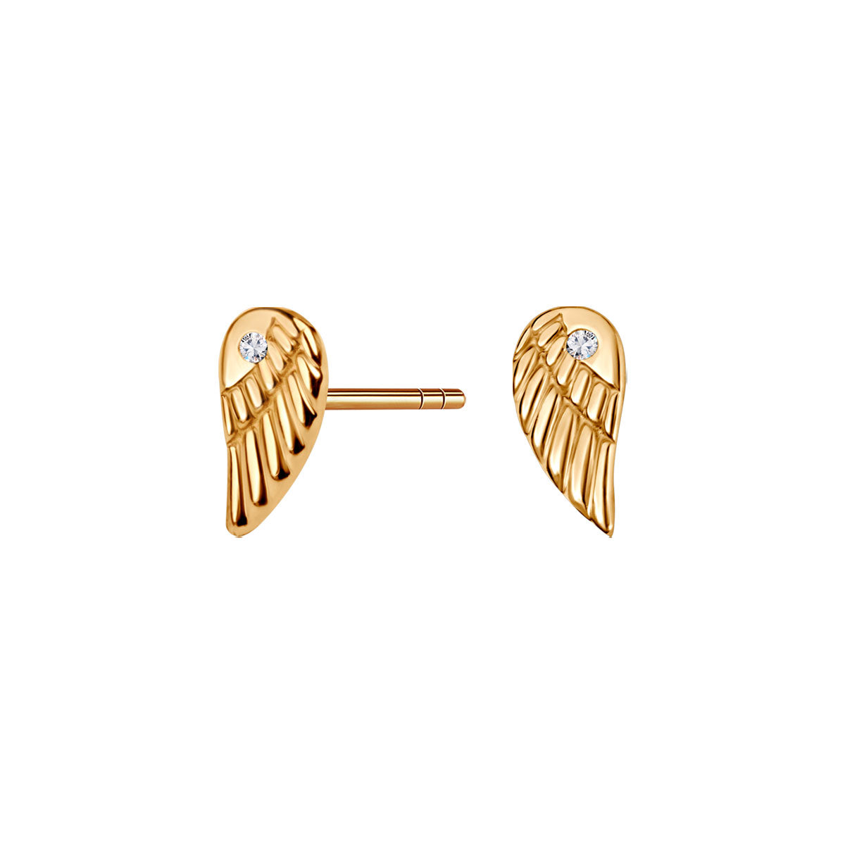 Kolczyki złote z cyrkoniami - skrzydła
