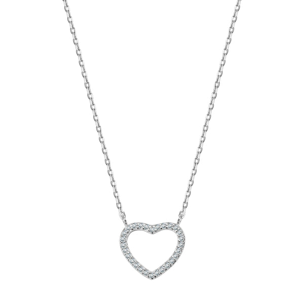 Naszyjnik srebrny z cyrkoniami - serce - Symbole Miłości