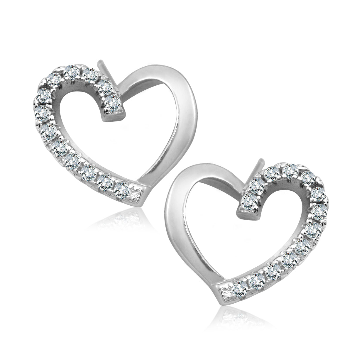 Kolczyki srebrne z cyrkoniami - serca - Symbole Miłości