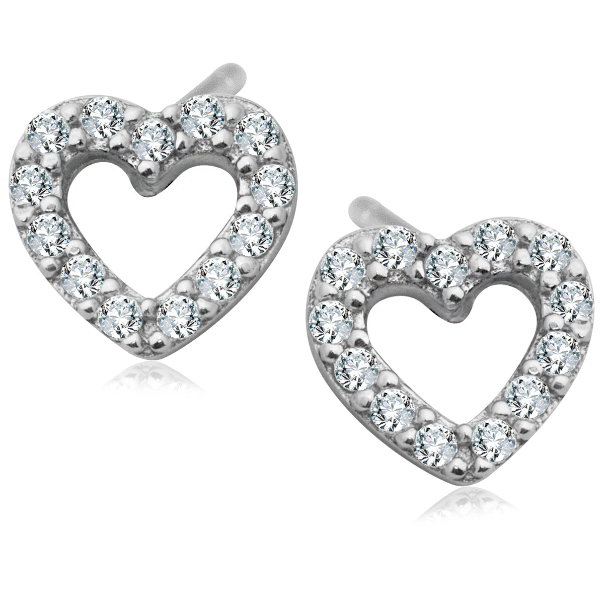 Kolczyki srebrne z cyrkoniami - serca - Symbole Miłości