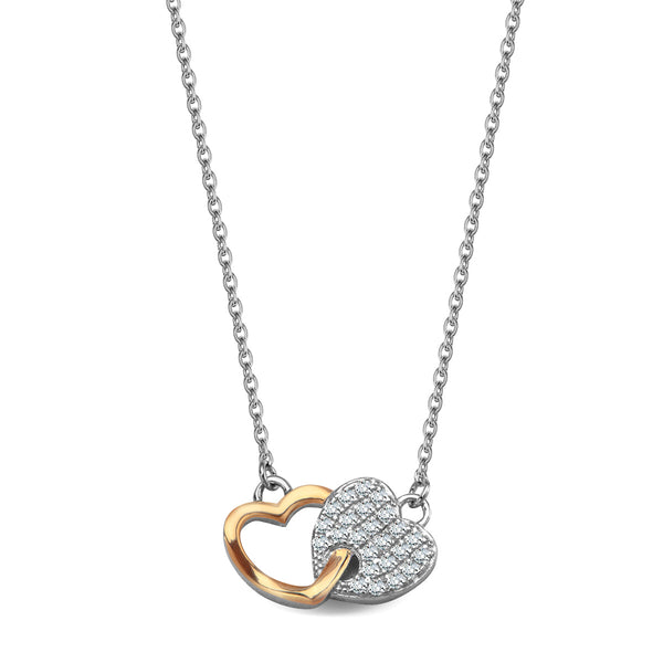 Naszyjnik srebrny z cyrkoniami - serca - Symbole Miłości