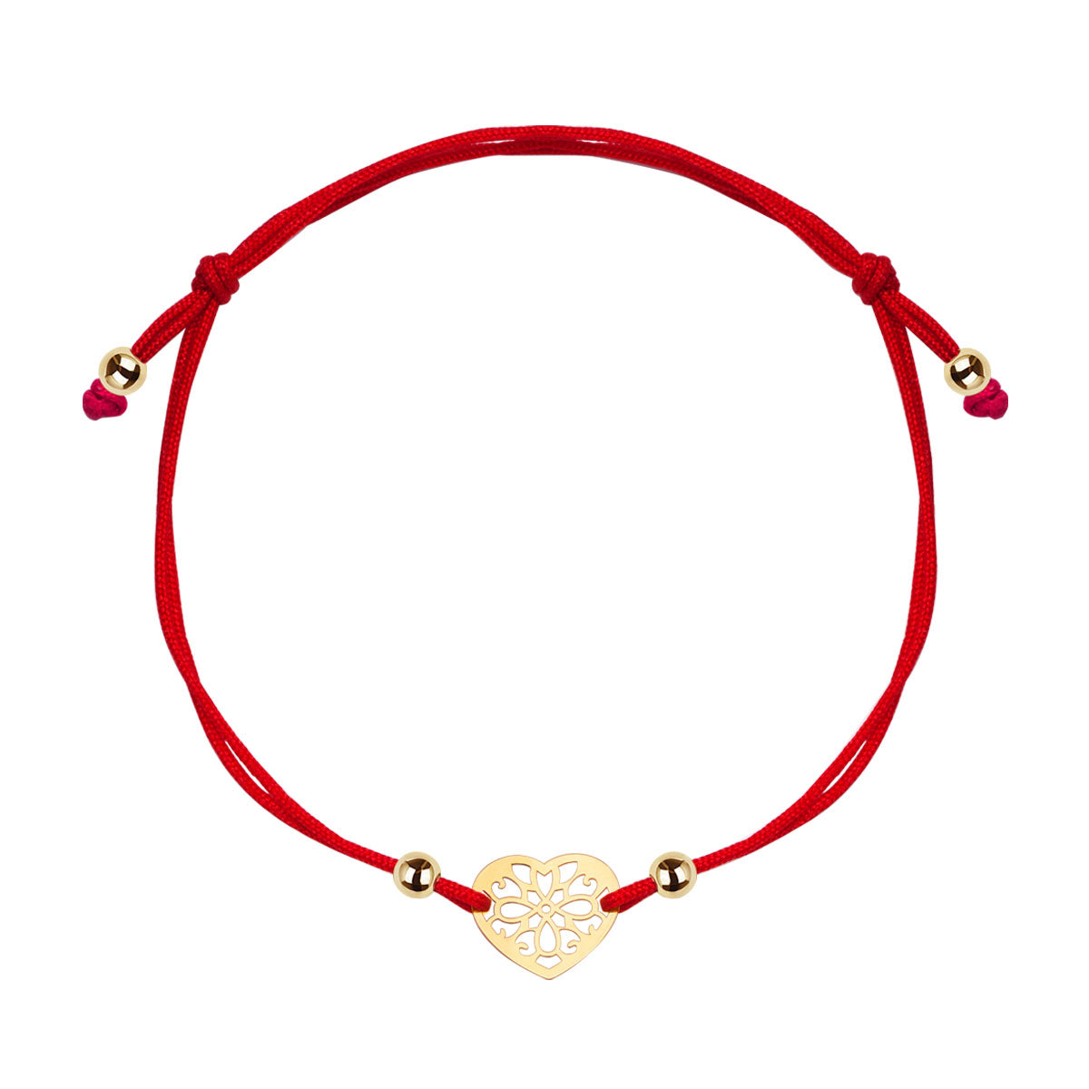 Bransoletka złota na sznurku - serce - Symbole Miłości