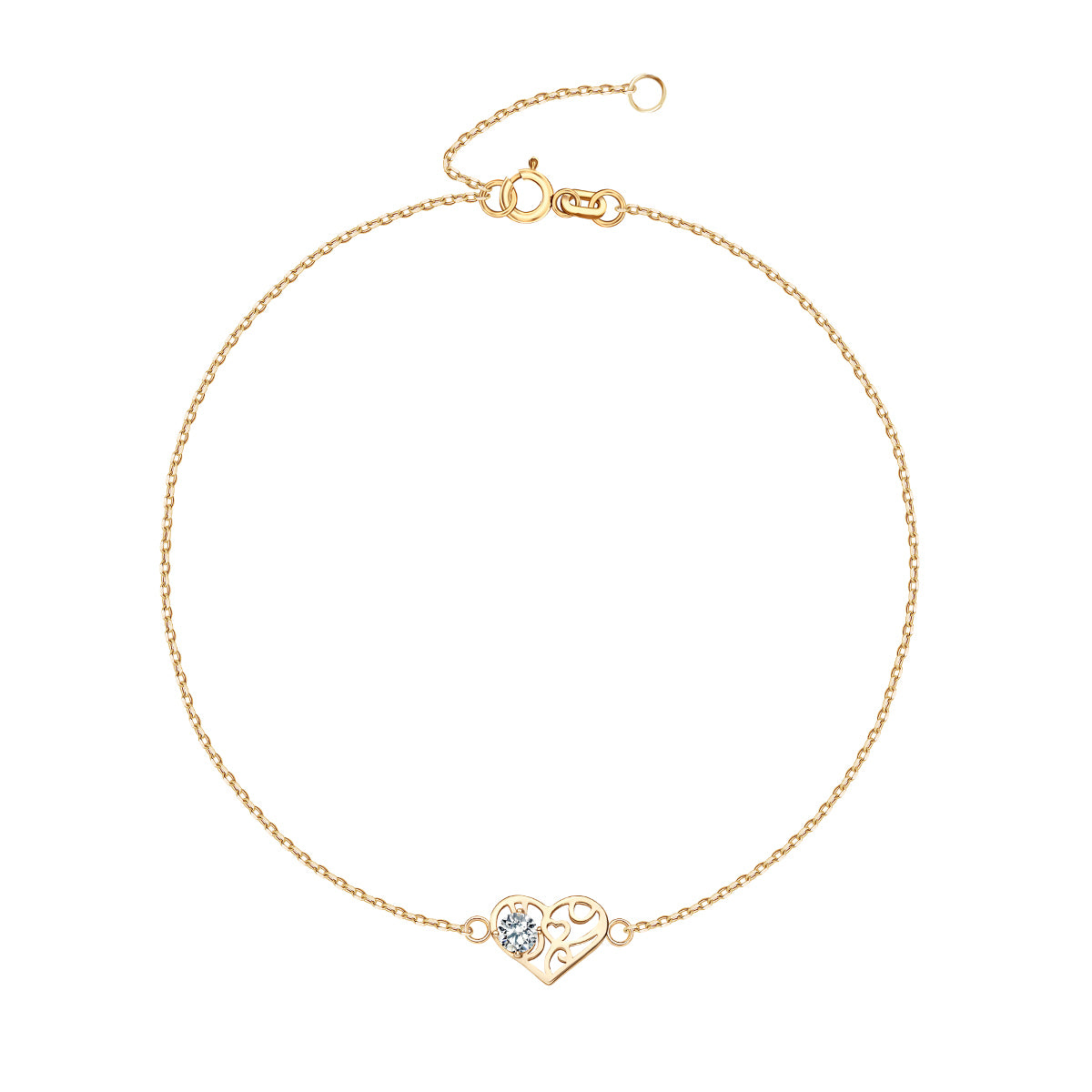 Bransoletka złota z cyrkonią - serce - Symbole Miłości